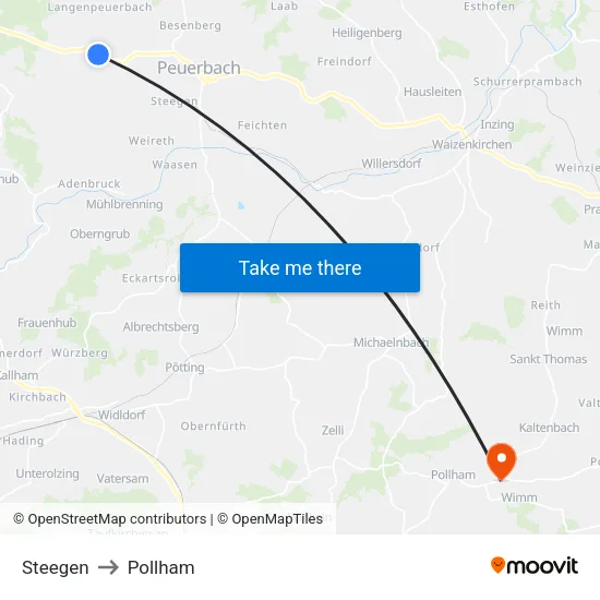 Steegen to Pollham map