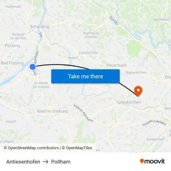 Antiesenhofen to Pollham map