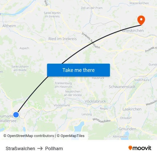 Straßwalchen to Pollham map