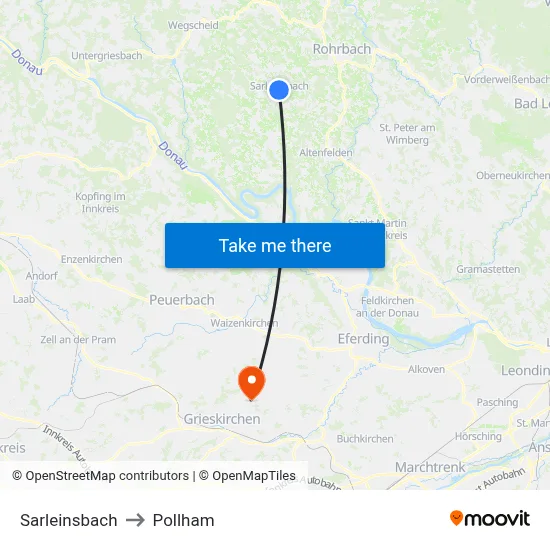 Sarleinsbach to Pollham map