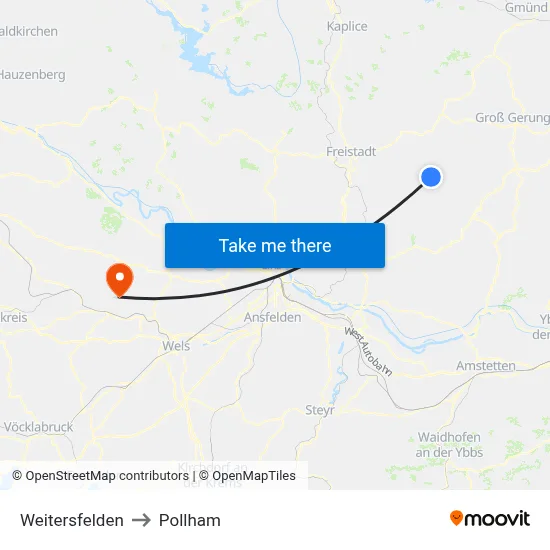 Weitersfelden to Pollham map