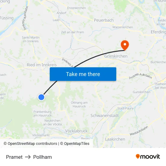 Pramet to Pollham map