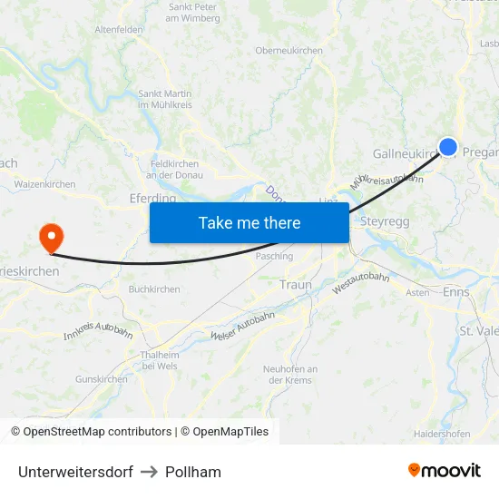 Unterweitersdorf to Pollham map