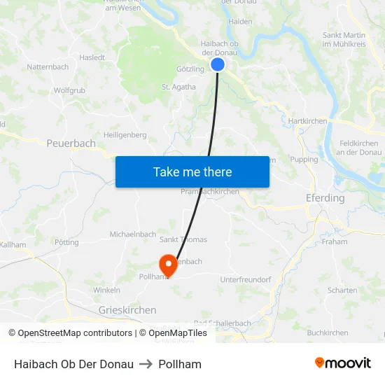 Haibach Ob Der Donau to Pollham map