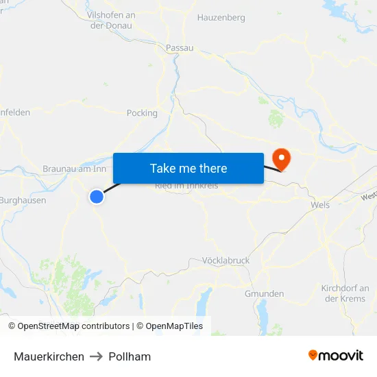 Mauerkirchen to Pollham map