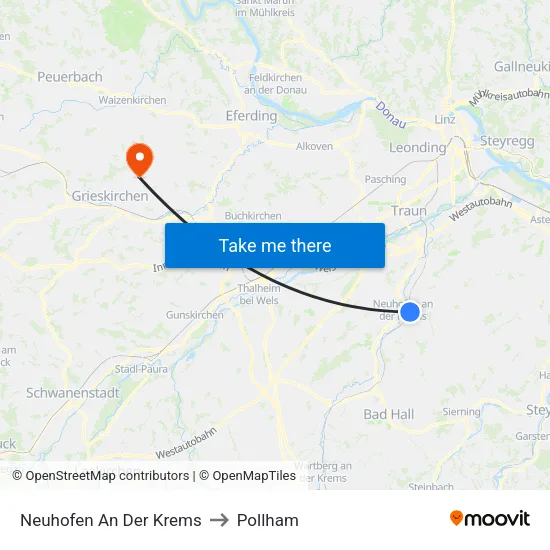 Neuhofen An Der Krems to Pollham map