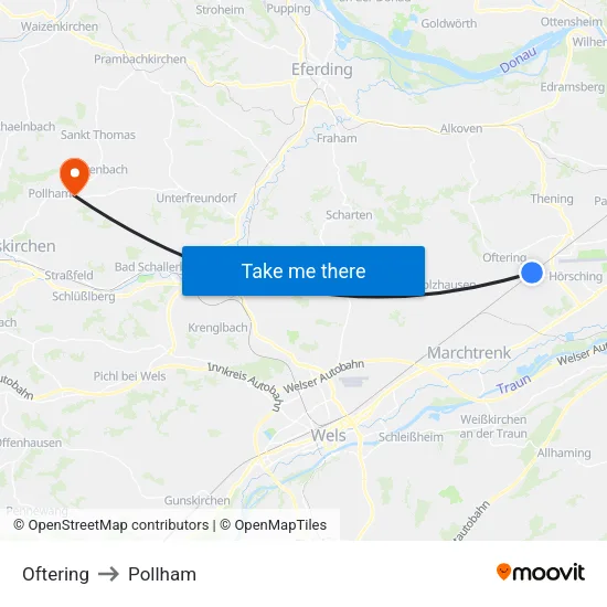 Oftering to Pollham map