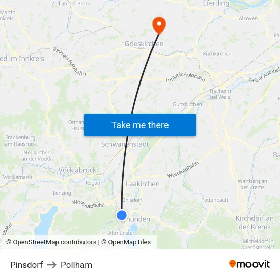 Pinsdorf to Pollham map