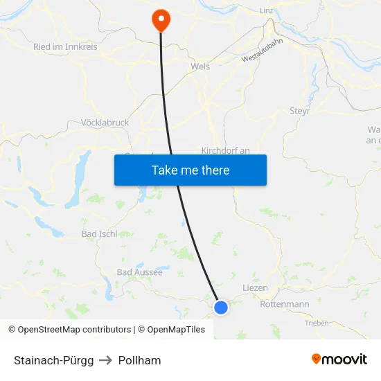 Stainach-Pürgg to Pollham map