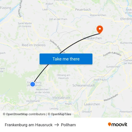 Frankenburg am Hausruck to Pollham map