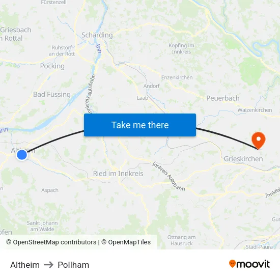 Altheim to Pollham map