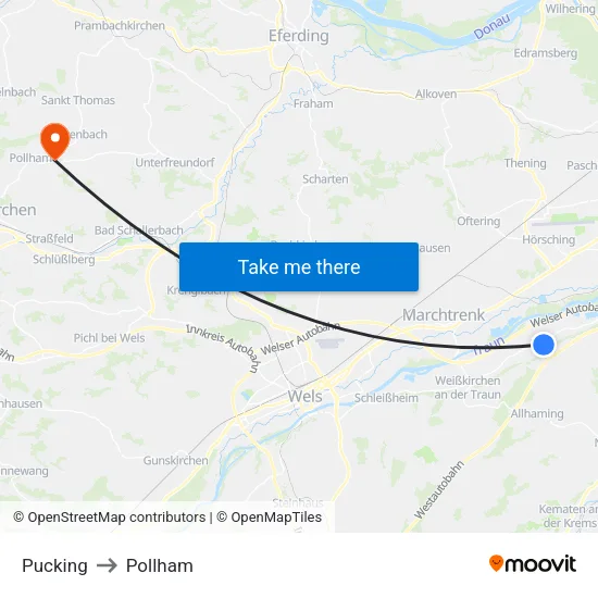 Pucking to Pollham map