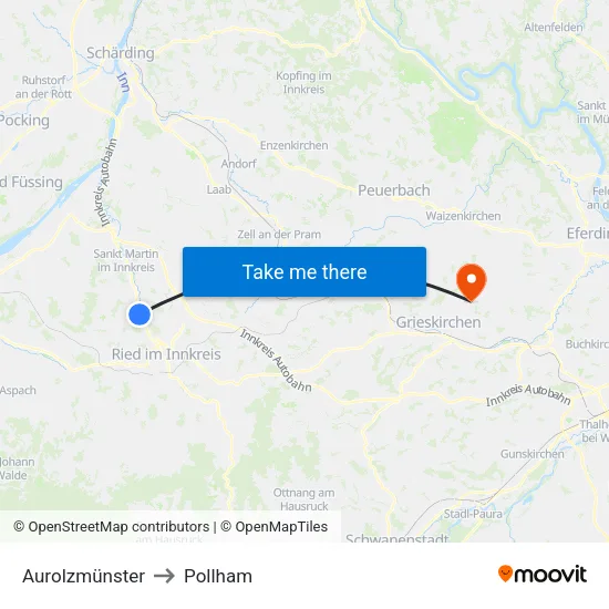 Aurolzmünster to Pollham map