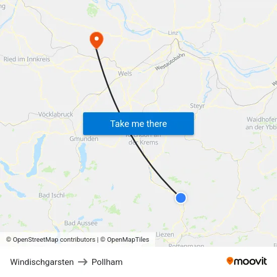 Windischgarsten to Pollham map