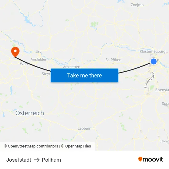 Josefstadt to Pollham map