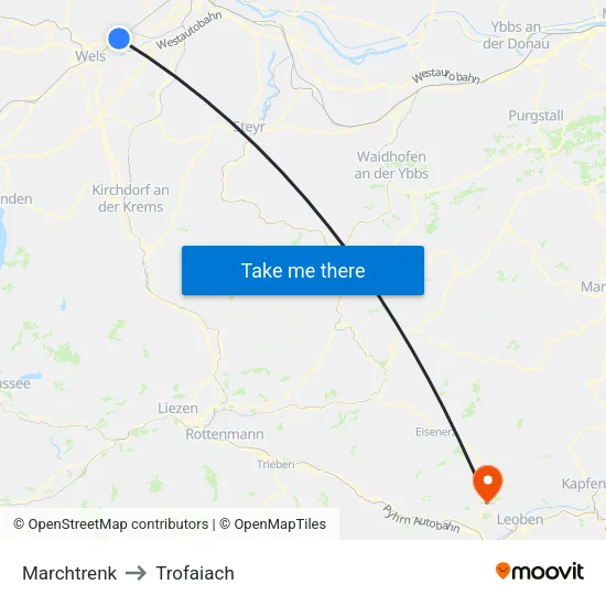 Marchtrenk to Trofaiach map