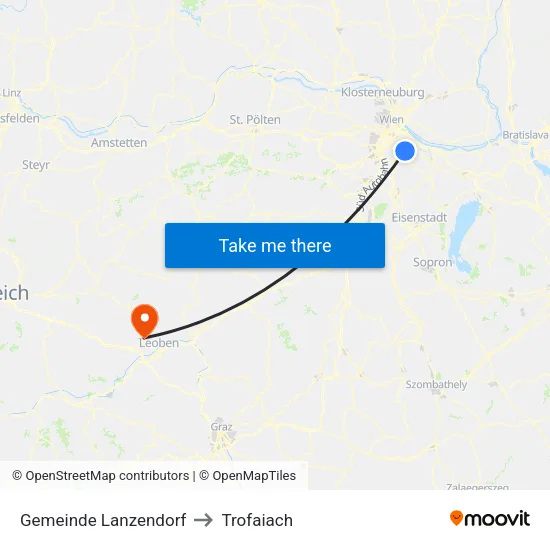 Gemeinde Lanzendorf to Trofaiach map