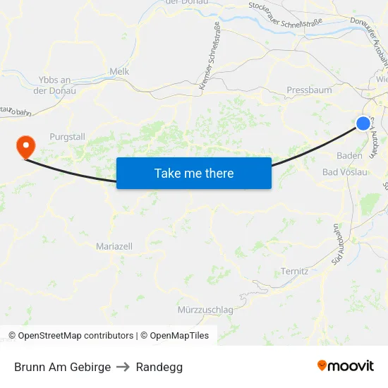 Brunn Am Gebirge to Randegg map