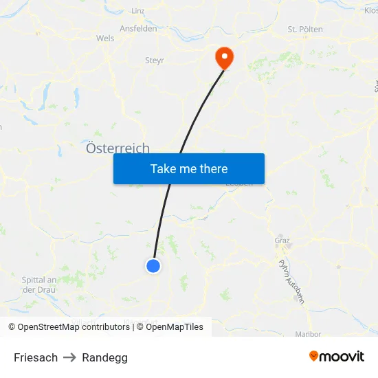 Friesach to Randegg map