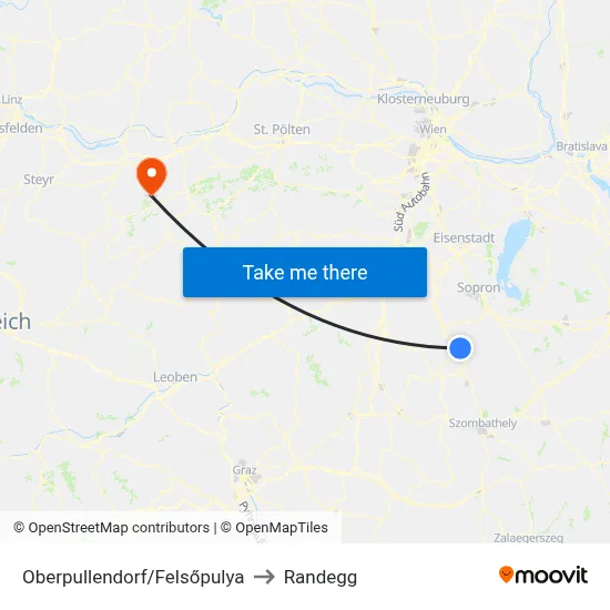 Oberpullendorf/Felsőpulya to Randegg map