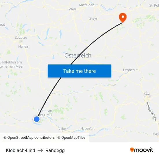 Kleblach-Lind to Randegg map