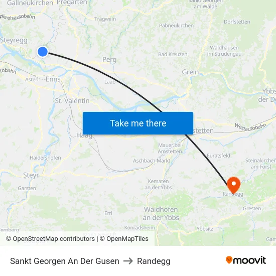 Sankt Georgen An Der Gusen to Randegg map