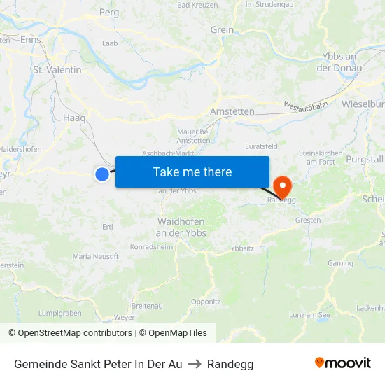 Gemeinde Sankt Peter In Der Au to Randegg map