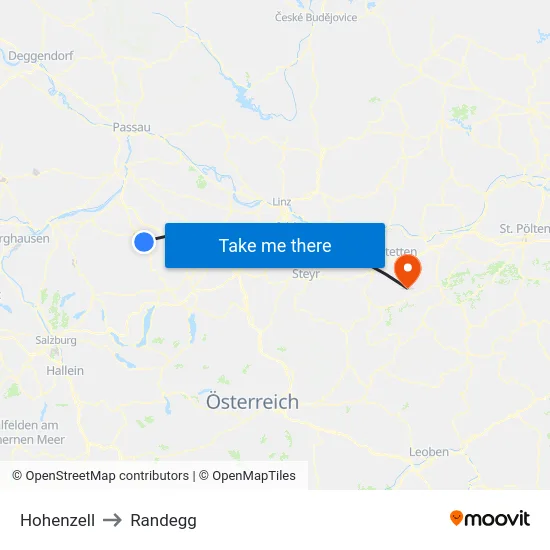 Hohenzell to Randegg map