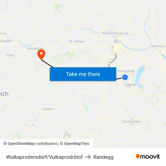Wulkaprodersdorf/Vulkaprodrštof to Randegg map