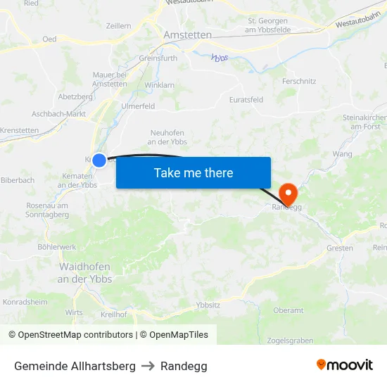 Gemeinde Allhartsberg to Randegg map
