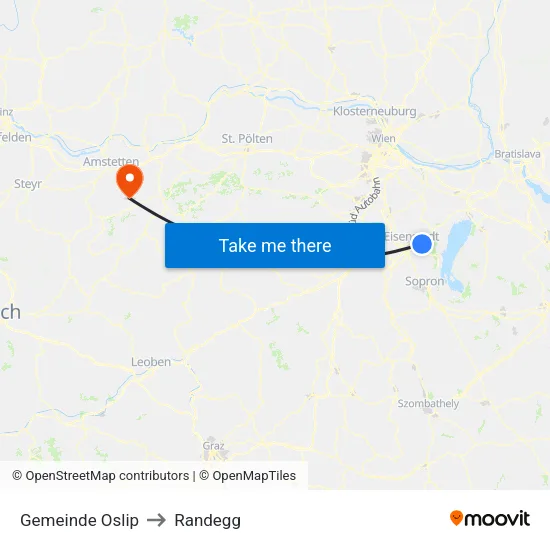 Gemeinde Oslip to Randegg map