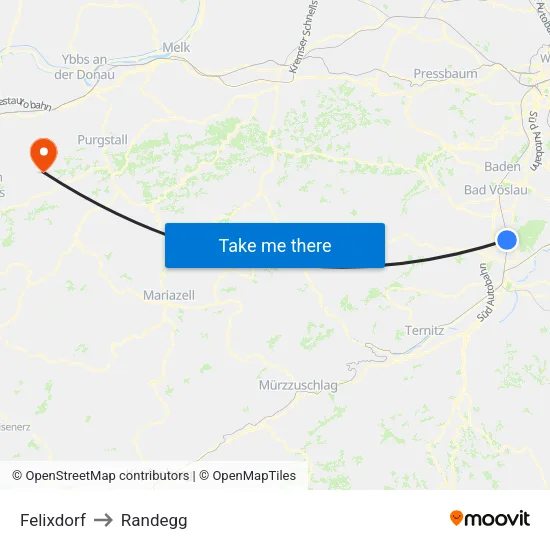 Felixdorf to Randegg map