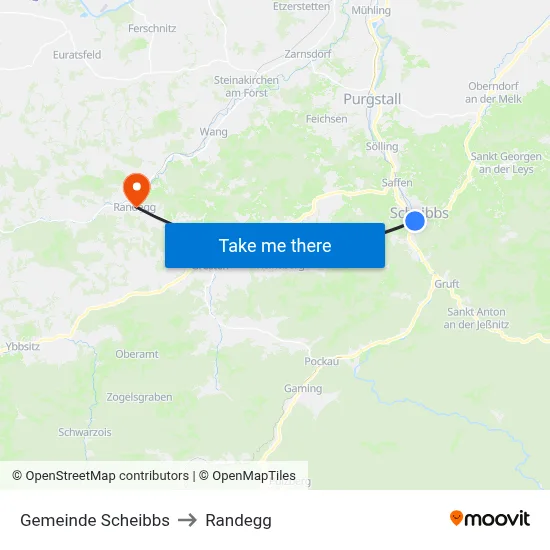 Gemeinde Scheibbs to Randegg map