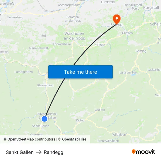 Sankt Gallen to Randegg map