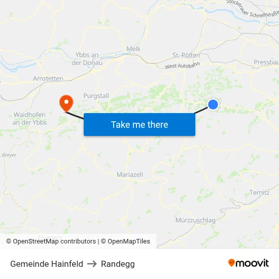 Gemeinde Hainfeld to Randegg map