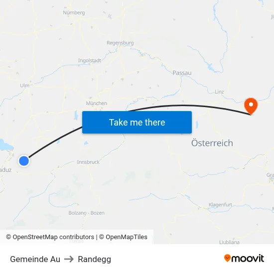 Gemeinde Au to Randegg map