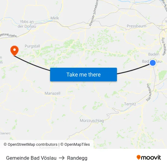 Gemeinde Bad Vöslau to Randegg map