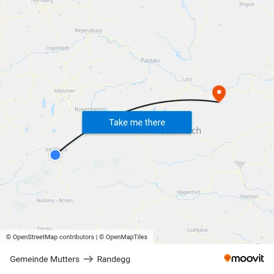 Gemeinde Mutters to Randegg map
