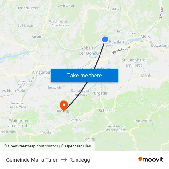 Gemeinde Maria Taferl to Randegg map