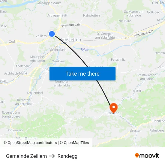 Gemeinde Zeillern to Randegg map