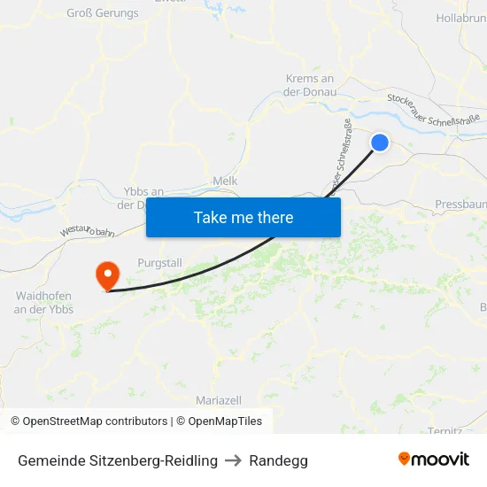 Gemeinde Sitzenberg-Reidling to Randegg map