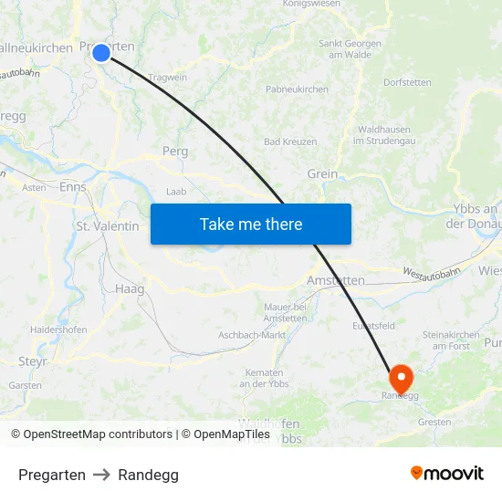 Pregarten to Randegg map