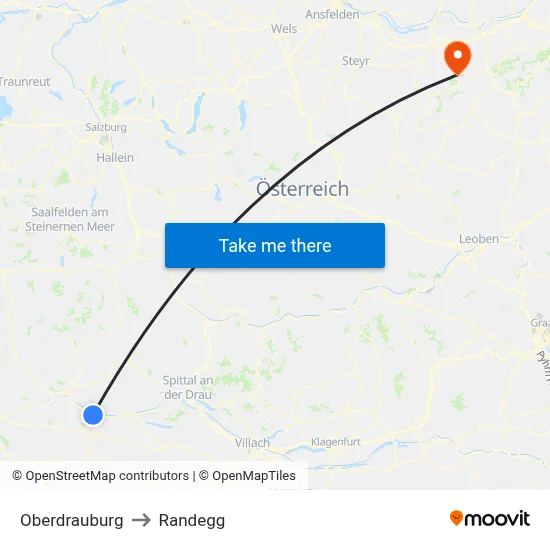 Oberdrauburg to Randegg map