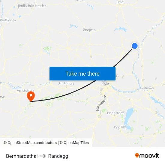 Bernhardsthal to Randegg map