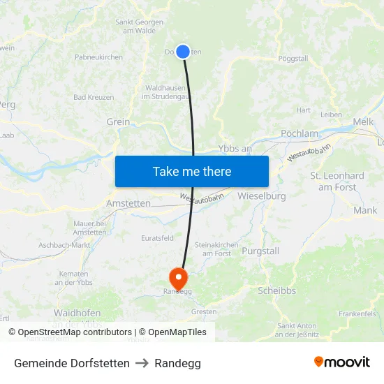 Gemeinde Dorfstetten to Randegg map