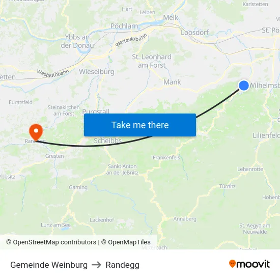 Gemeinde Weinburg to Randegg map