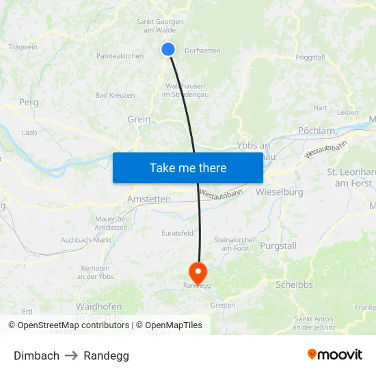Dimbach to Randegg map