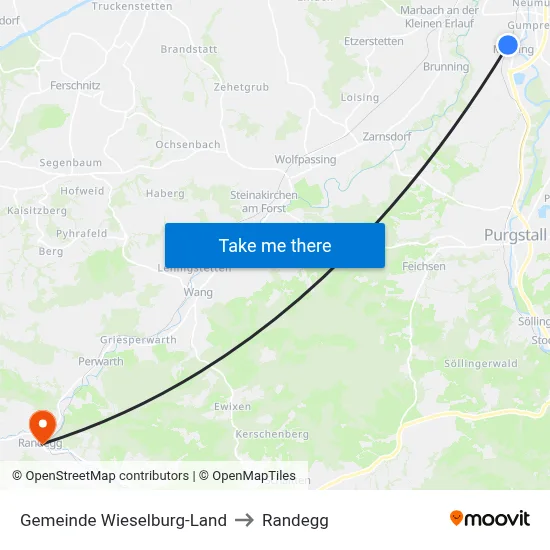 Gemeinde Wieselburg-Land to Randegg map
