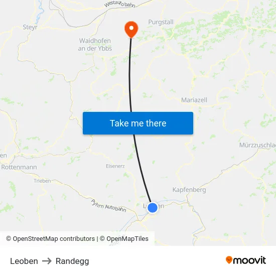 Leoben to Randegg map