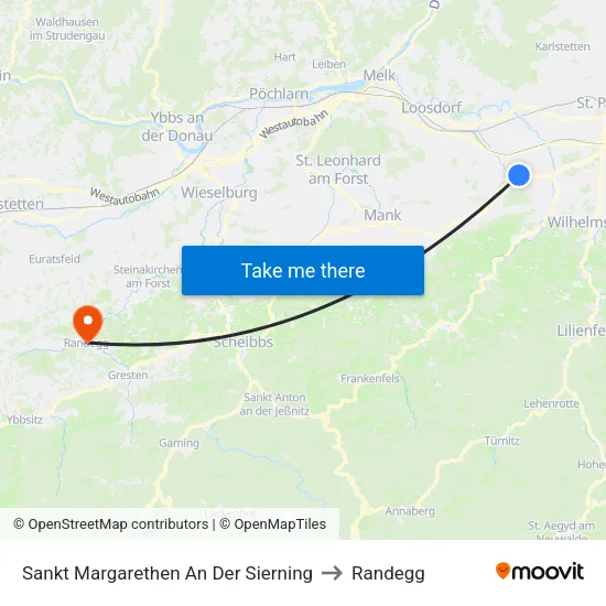 Sankt Margarethen An Der Sierning to Randegg map